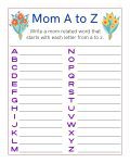 Free Printable A to Z Mom Word Activity Page - Mama Likes This