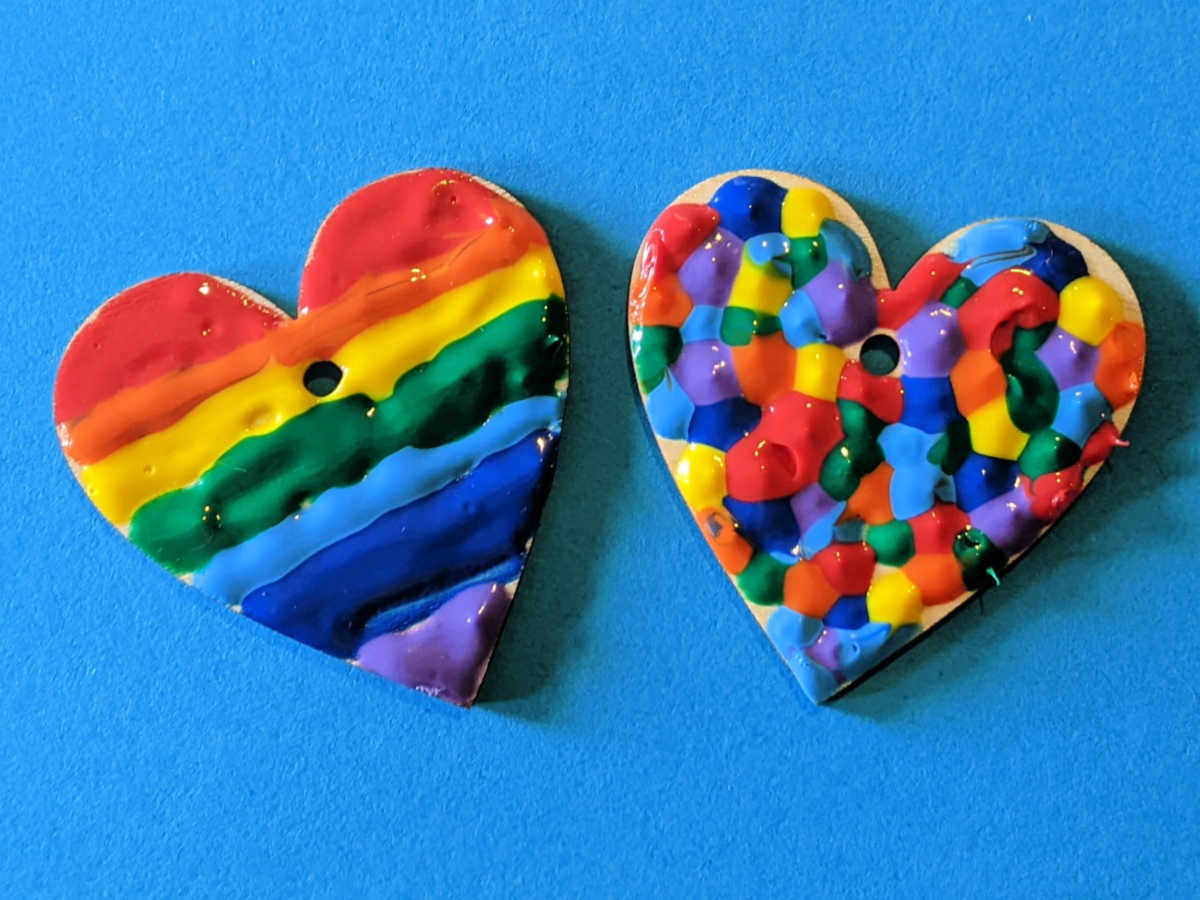 rainbow painted heart craft