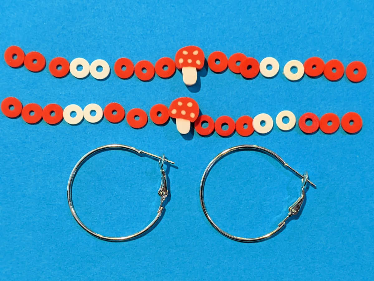 supplies for mario mushroom earrings craft