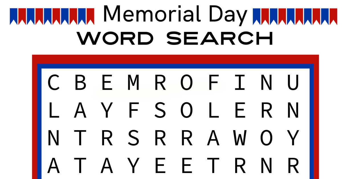 feature memorial day word search