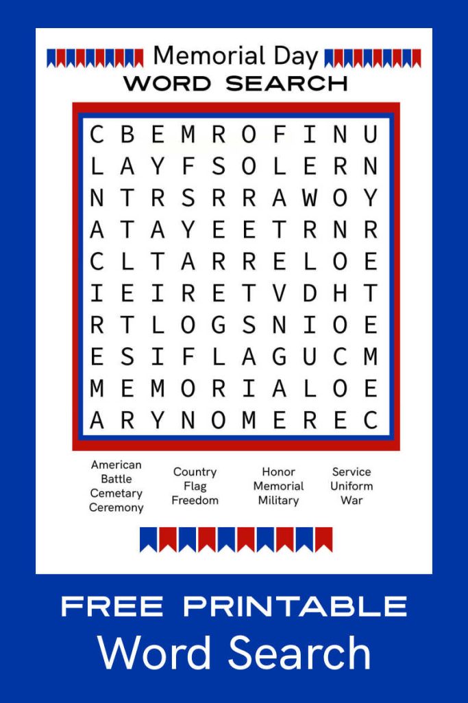 Free Printable Memorial Day Word Search Mama Likes This Free Printable Memorial Day Word Search Mama Likes This