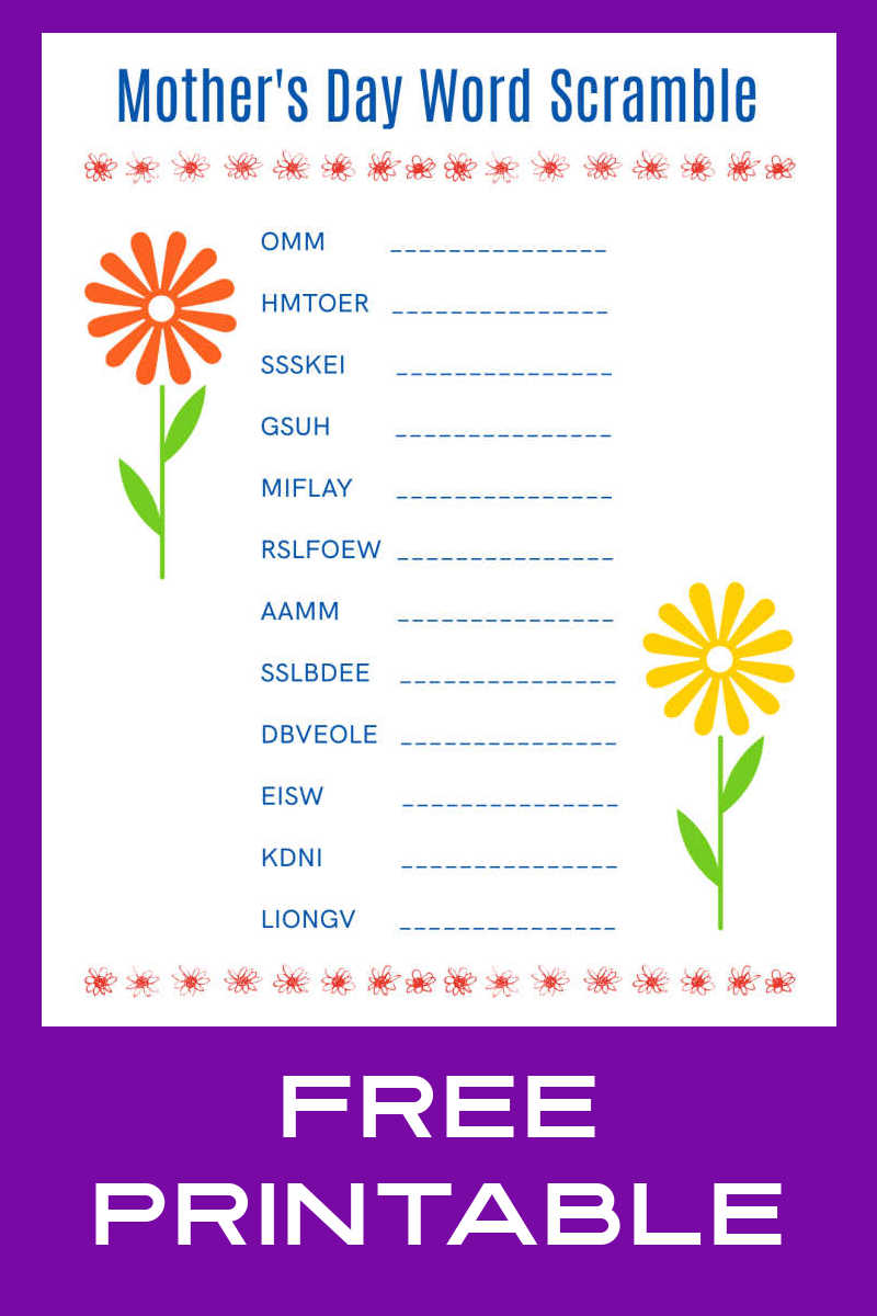 Free Printable Mother s Day Word Scramble Mama Likes This