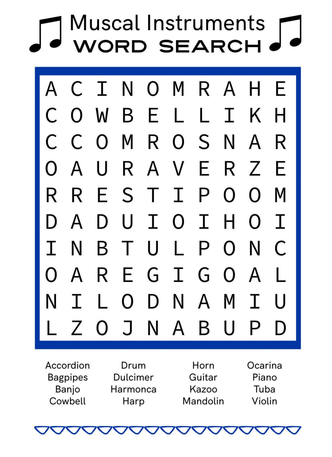 music word search puzzles printable