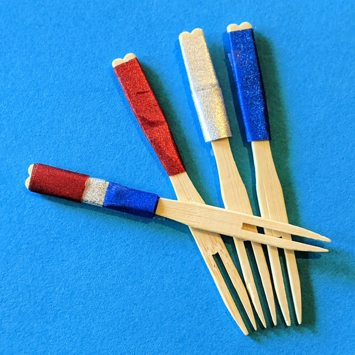 red white and blue washi tape appetizer forks