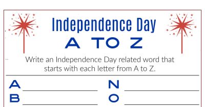 feature independence day word activity page