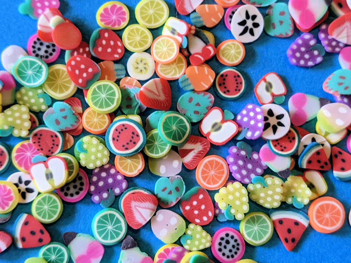 assorted polymer fruit