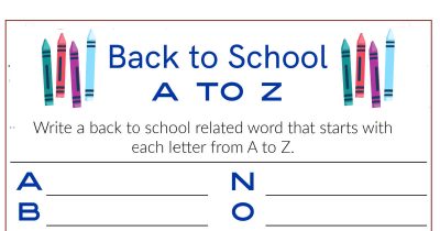 feature back to school a to z