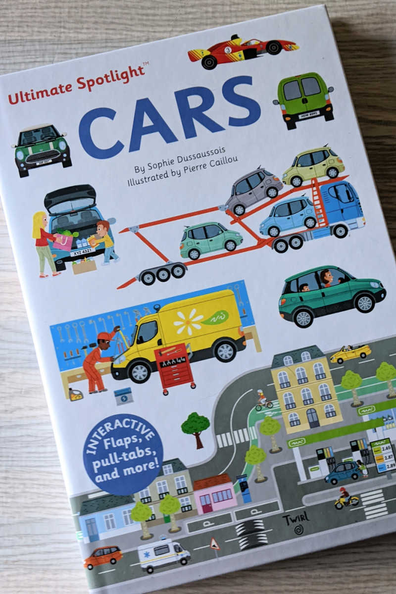 Ultimate Spotlight: Cars is an interactive and educational book for kids ages 5 and up. With pop-ups, pull-tabs and other moving parts, children can explore the inside and out of cars, learn about how cars are made, and even get in on the excitement of a race track.