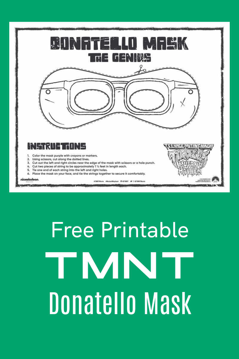 Teenage Mutant Ninja Turtles fans can get creative with this fun and free printable Donatello mask craft from Mutant Mayhem.