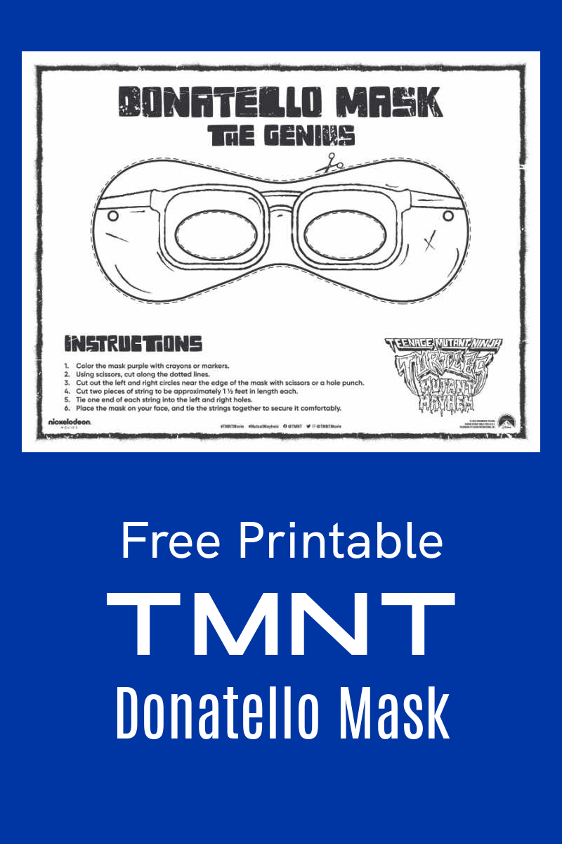 Teenage Mutant Ninja Turtles fans can get creative with this fun and free printable Donatello mask craft from Mutant Mayhem.