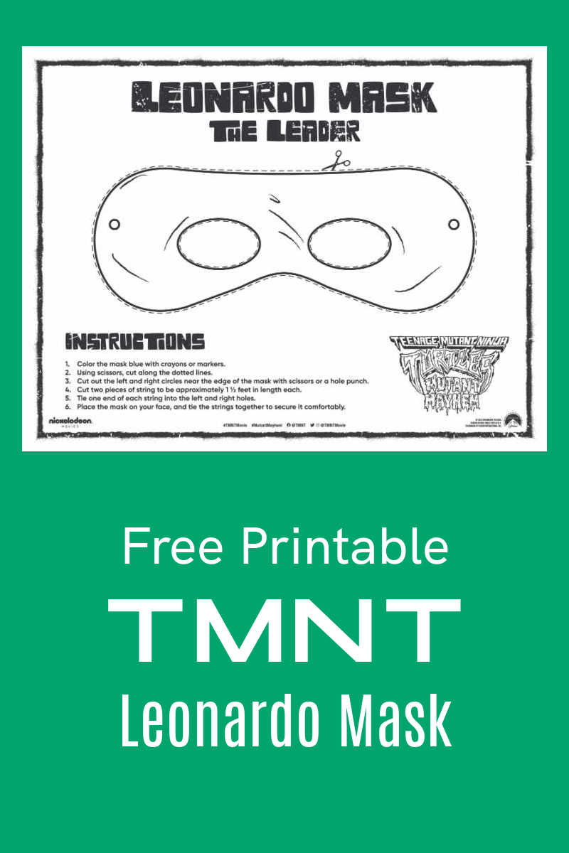 Make your own printable Leonardo mask from the Teenage Mutant Ninja Turtles with this free downloadable pattern.