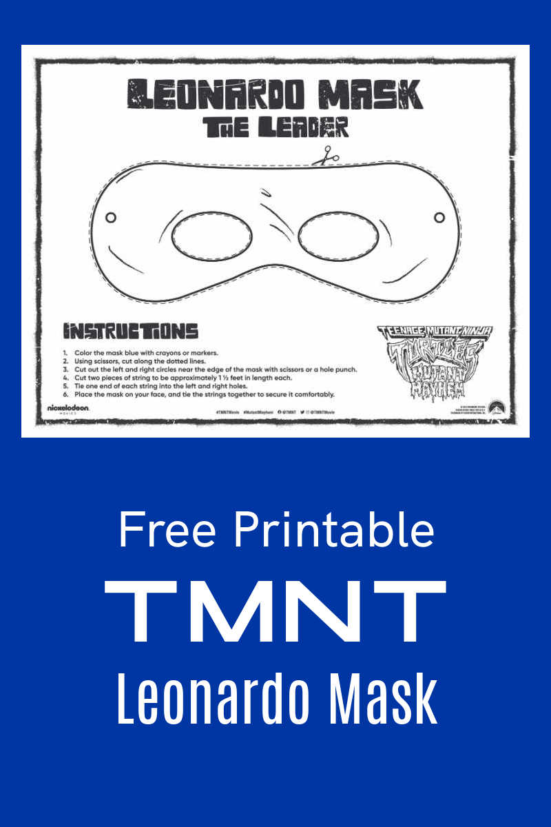 Make your own printable Leonardo mask from the Teenage Mutant Ninja Turtles with this free downloadable pattern.