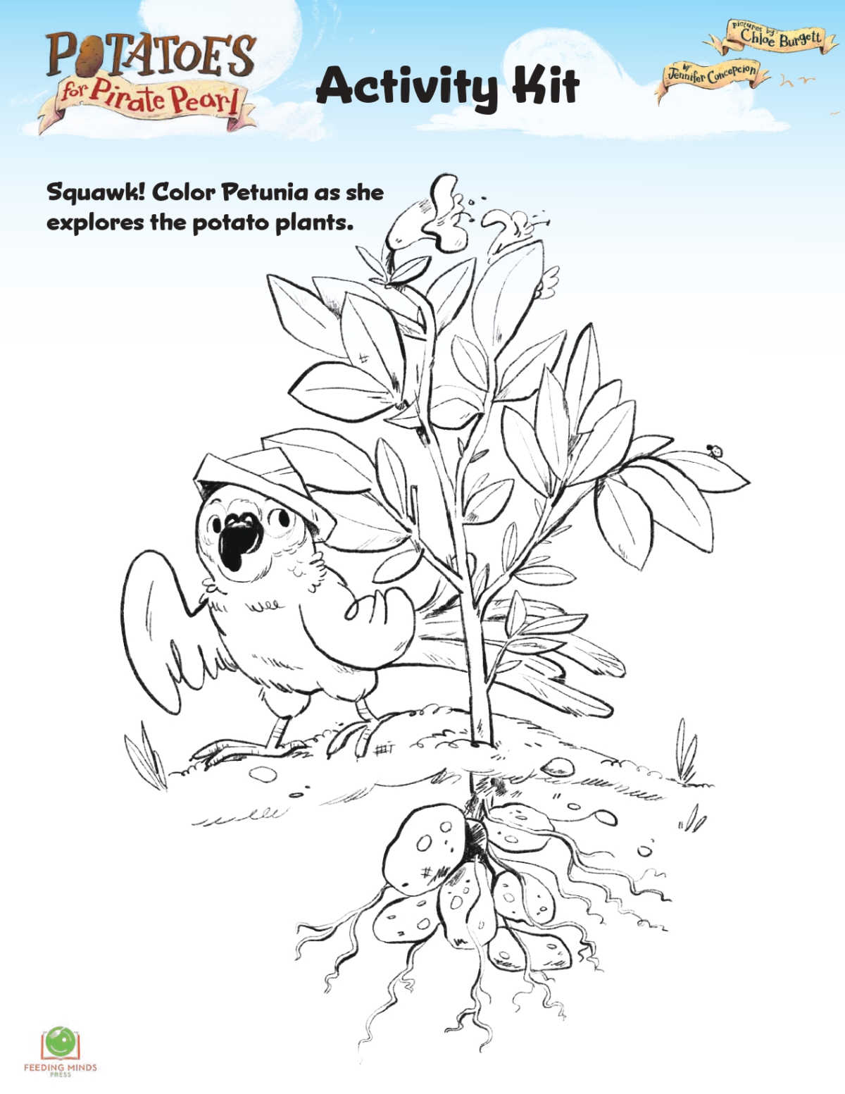 printable pirate parrot coloring page