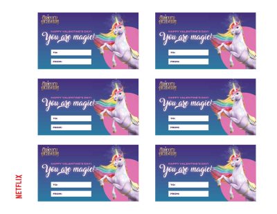 6 unicorn academy valentines to print