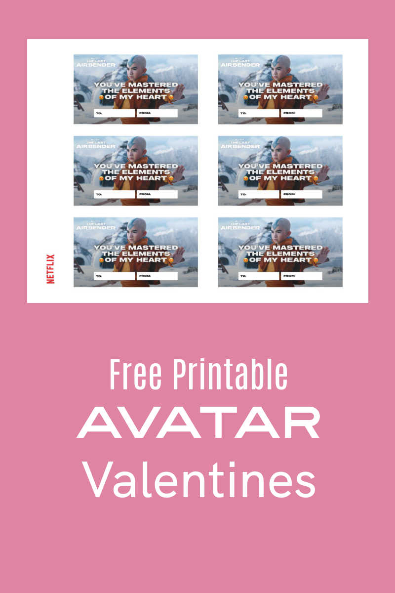 Download free printable Avatar valentines featuring Aang and a heartwarming message! Perfect for fans of the Avatar movies and Netflix series, these cards say "You've mastered the elements of my heart."