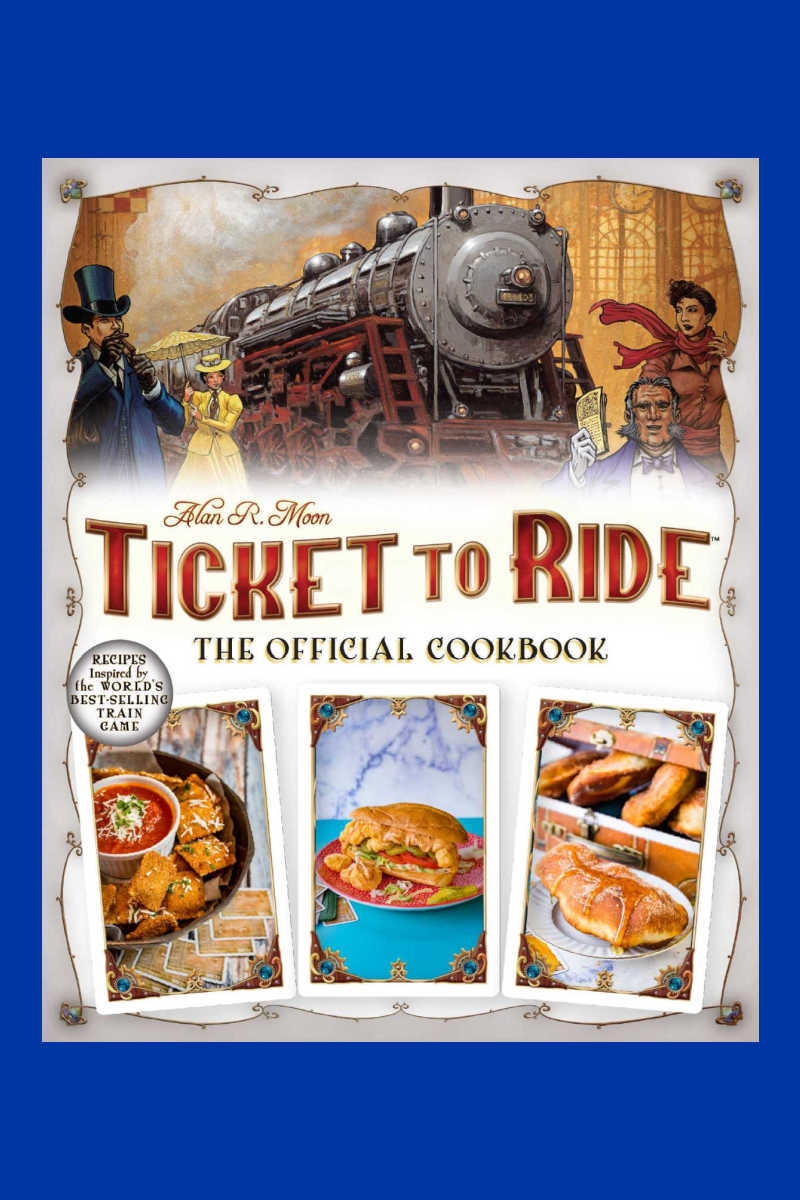All aboard for the Ticket to Ride cookbook! Take your game night to the next level with delicious recipes inspired by the iconic board game. The cookbook offers easy-to-follow dishes for destinations on the map. This is a fun and flavorful companion to your favorite game!