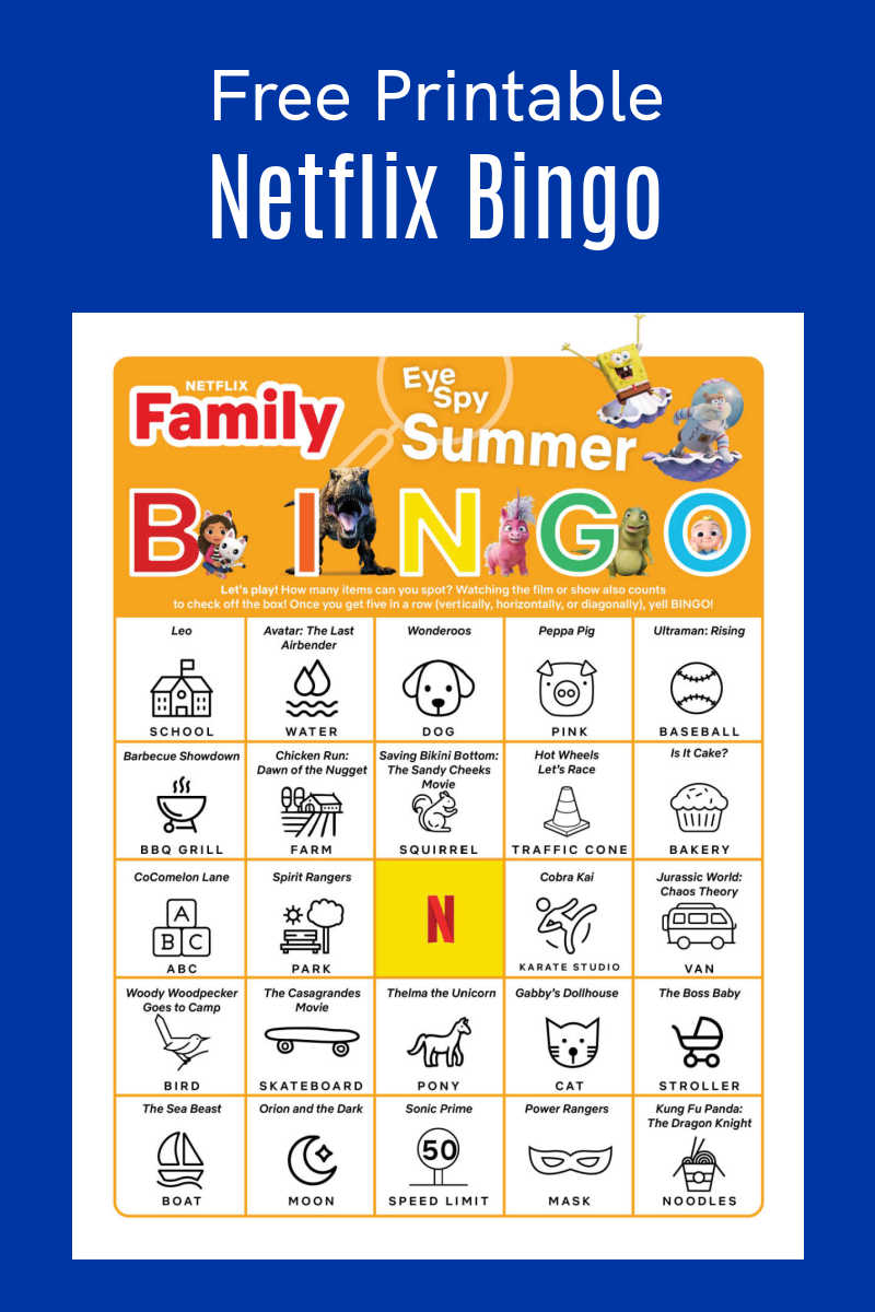 Looking for Summer fun? Keep the kids entertained with this FREE Printable Netflix Bingo! They can search for clues from their favorite shows while watching or use it as a screen-free activity. Fun for fans of Avatar, Peppa Pig, Chicken Run, and more!