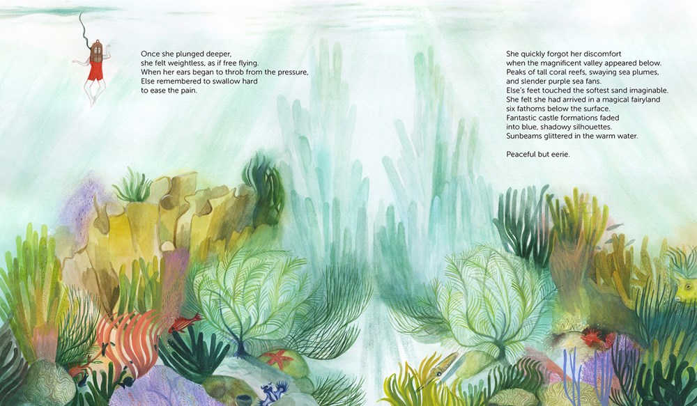 Illus from ELSE B. IN THE SEA by Jeanne Walker Harvey_ illus © 2024 Melodie Stacey