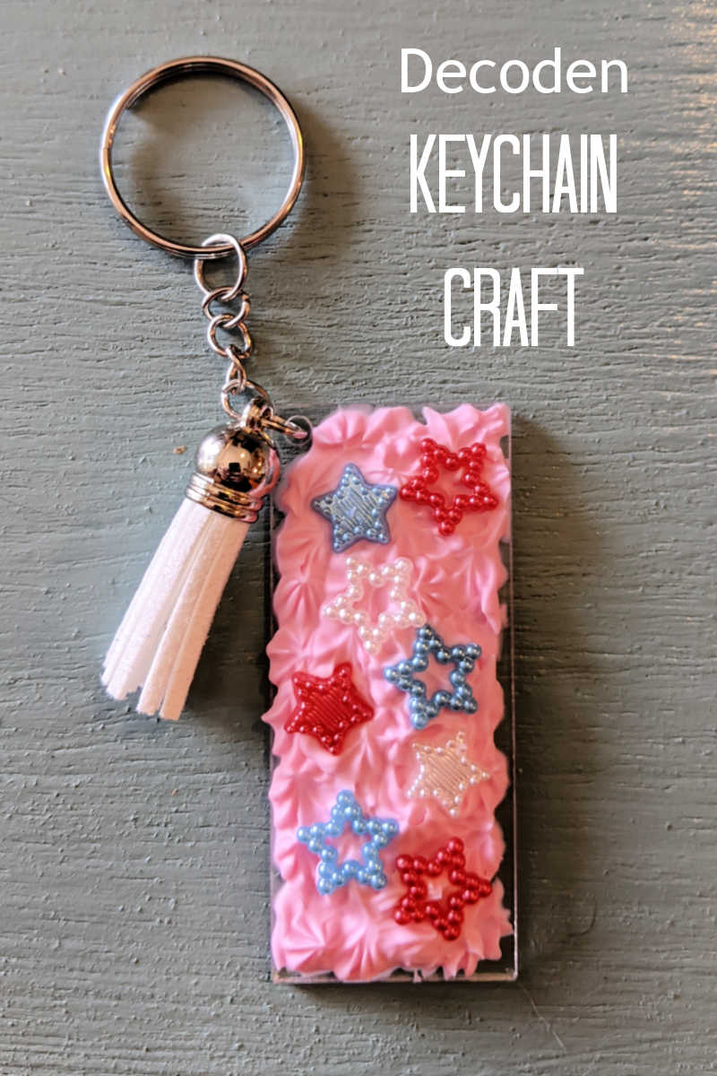 Celebrate America with this easy and fun DIY Decoden keychain craft! Perfect for kids and adults, this USA craft lets you create adorable patriotic keychains with red, white, and blue stars using whipped cream glue. Great for Memorial Day, 4th of July, Veterans Day or any day!
