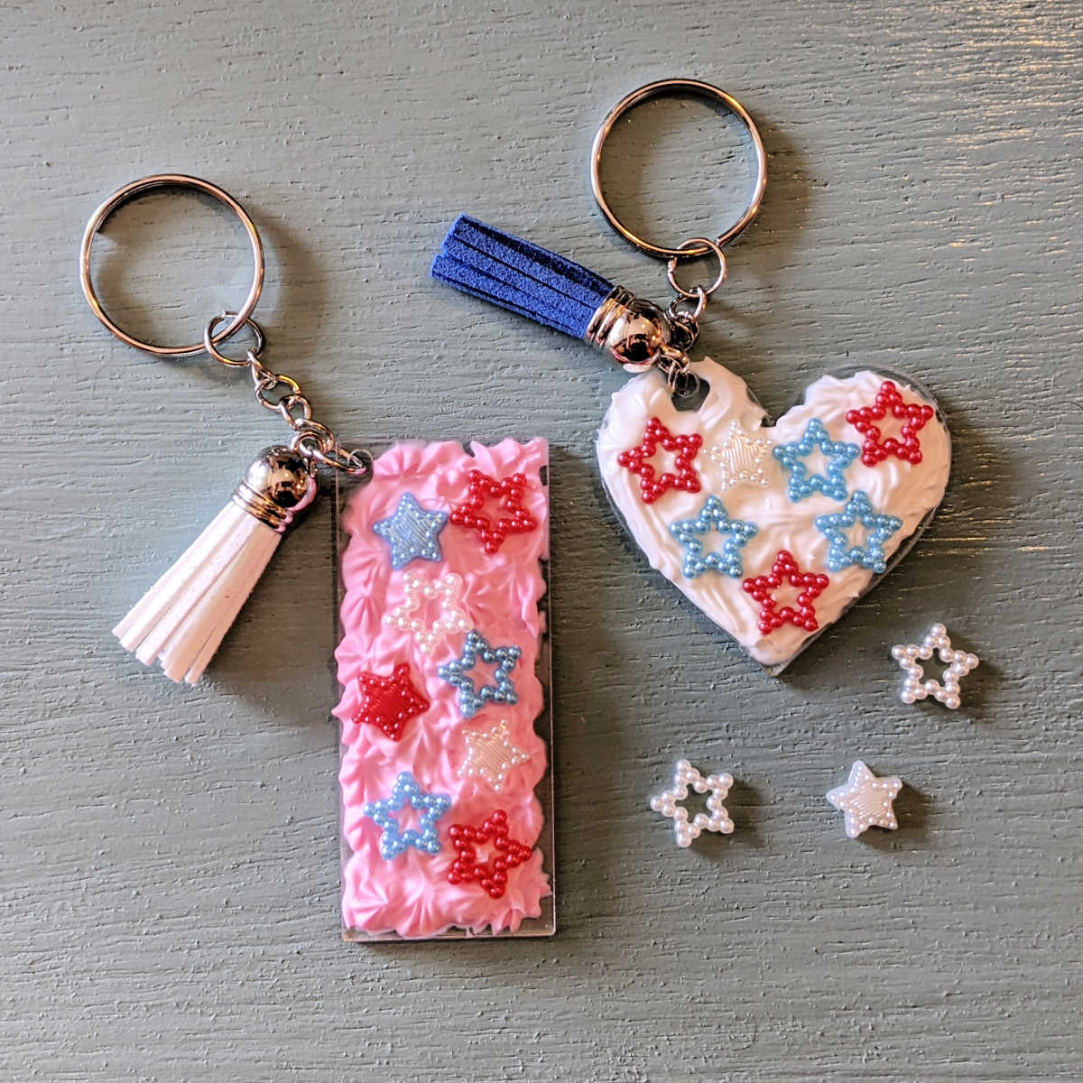 whipped cream glue keychains with stars