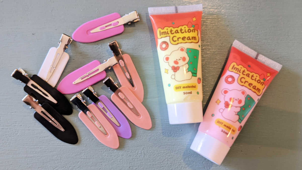 hair clips and decoden cream glue