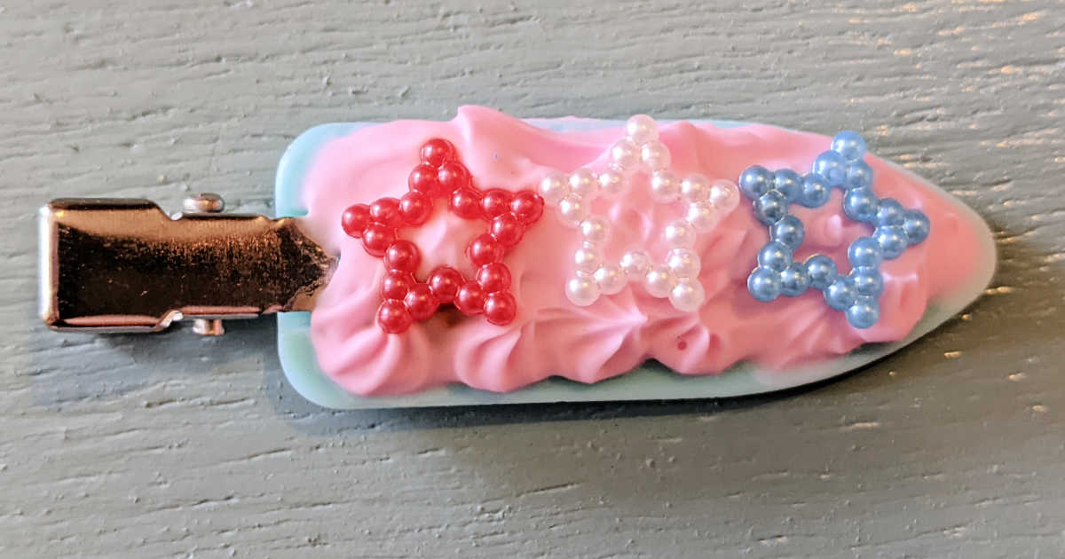 red white blue decoden hair clip