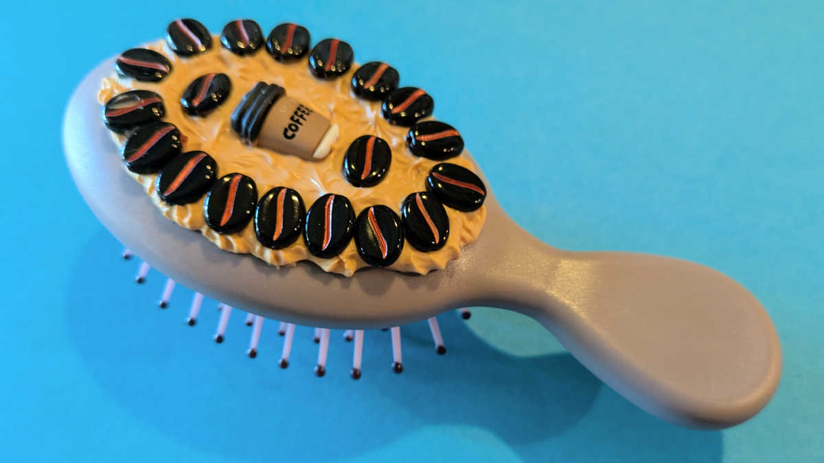 coffee themed cream glue hair brush