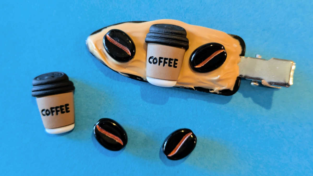 cream glue coffee hair clips