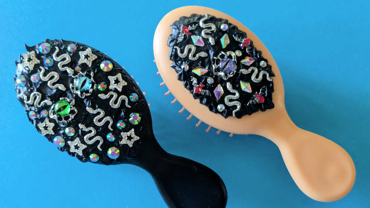 cream glue goth hair brush craft