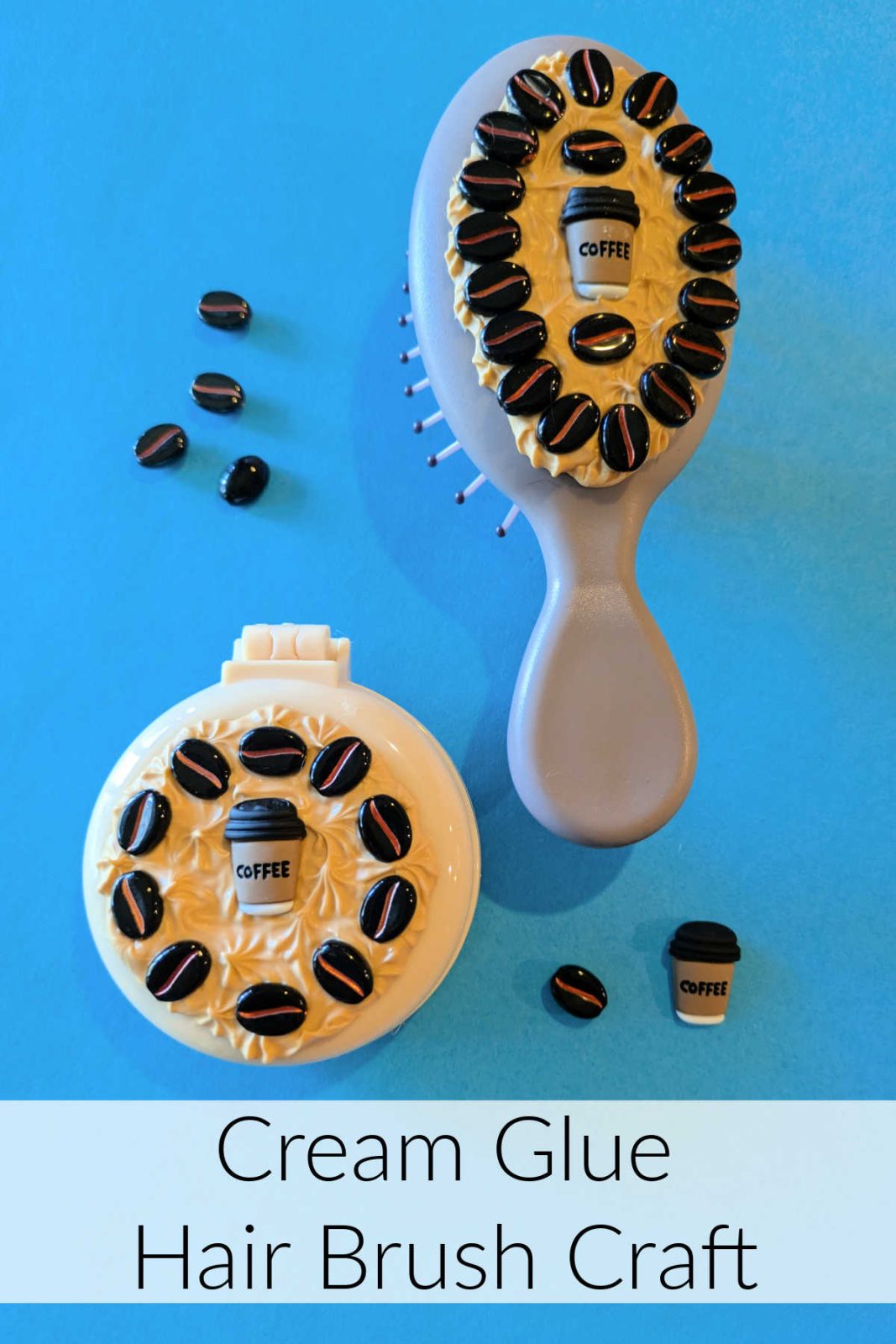 Brew up some creativity with this Coffee Hair Brush Craft! Perfect for coffee lovers and crafters alike, this easy DIY project uses whipped cream glue, coffee bean beads, and other coffee-themed embellishments to create a unique and stylish hair brush - a great personal accessory or teacher gift!