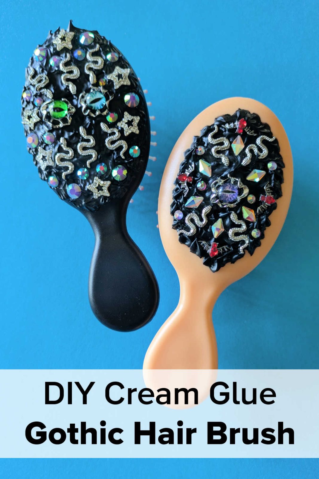 Embrace your dark side with this DIY Gothic Hair Brush! This easy craft uses black whipped cream glue and spooky embellishments to create a unique and stylish hair brush. It's perfect for teens and adults who love the gothic aesthetic.