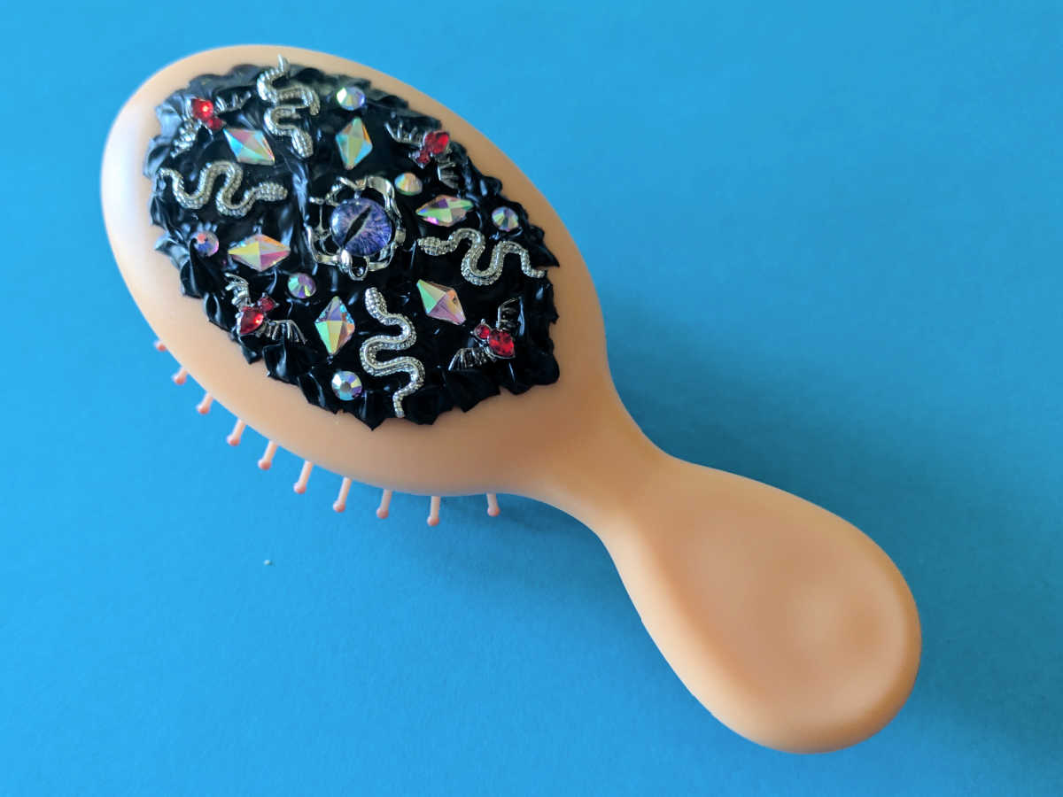 diy goth hair brush craft