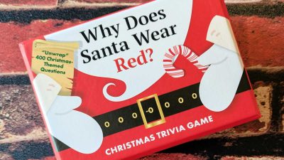 why does santa where red christmas trivia game deck