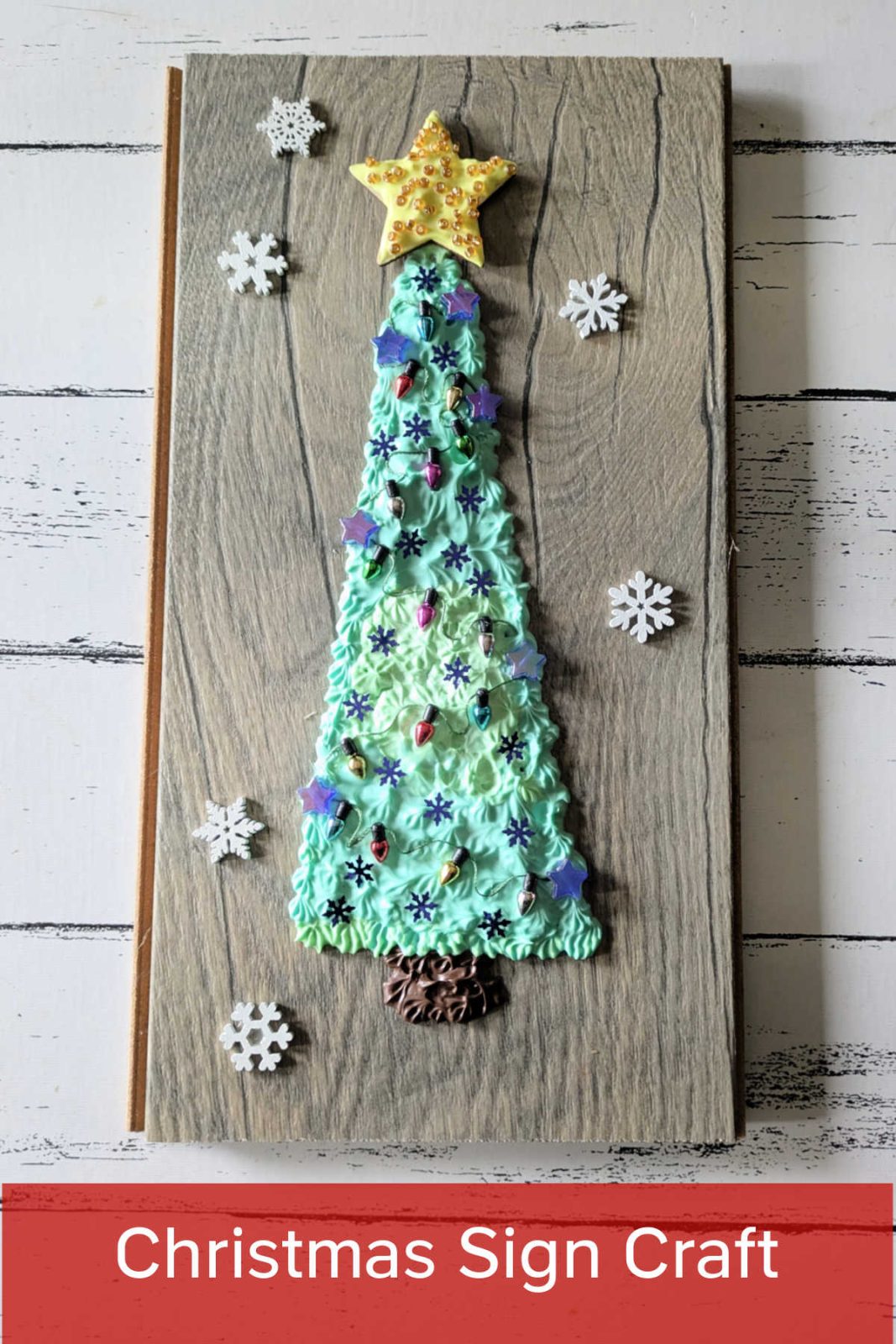 Add a touch of winter magic to your home with this DIY Christmas Tree Sign Craft! This easy and fun craft uses whipped cream glue, wood, and festive decorations to create unique and beautiful holiday decor. 