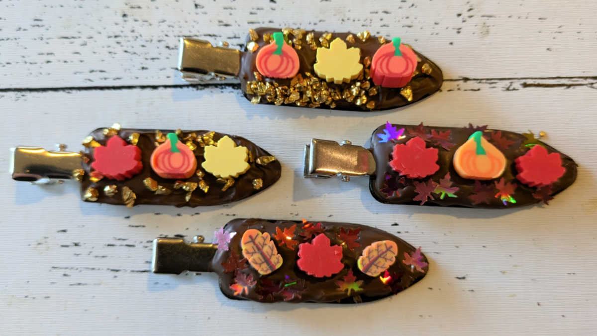 cream glue autumn hair clips