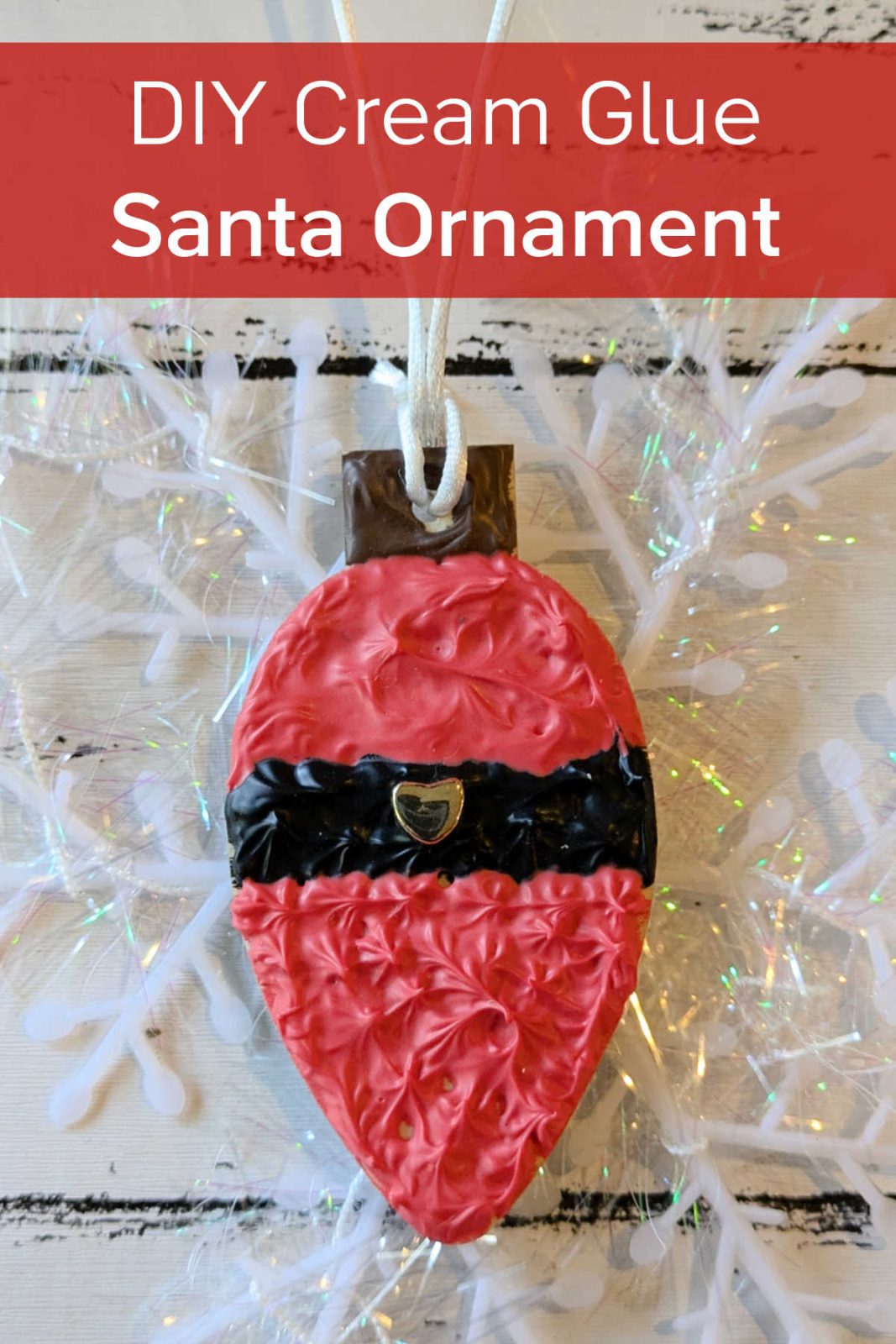 Craft this easy and adorable DIY cream glue Santa ornament and have some festive fun. Let's create whimsical Christmas decor whipped cream glue!