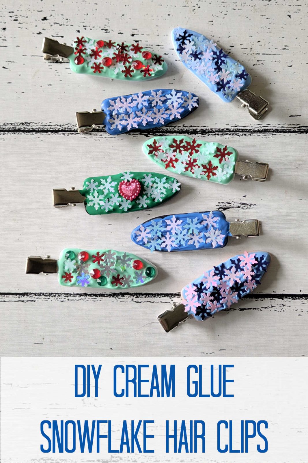 Add a touch of winter magic to your hair with these DIY Snowflake Hair Clips! This easy and fun craft uses whipped cream glue and sparkly sequins to create unique and stylish hair accessories.