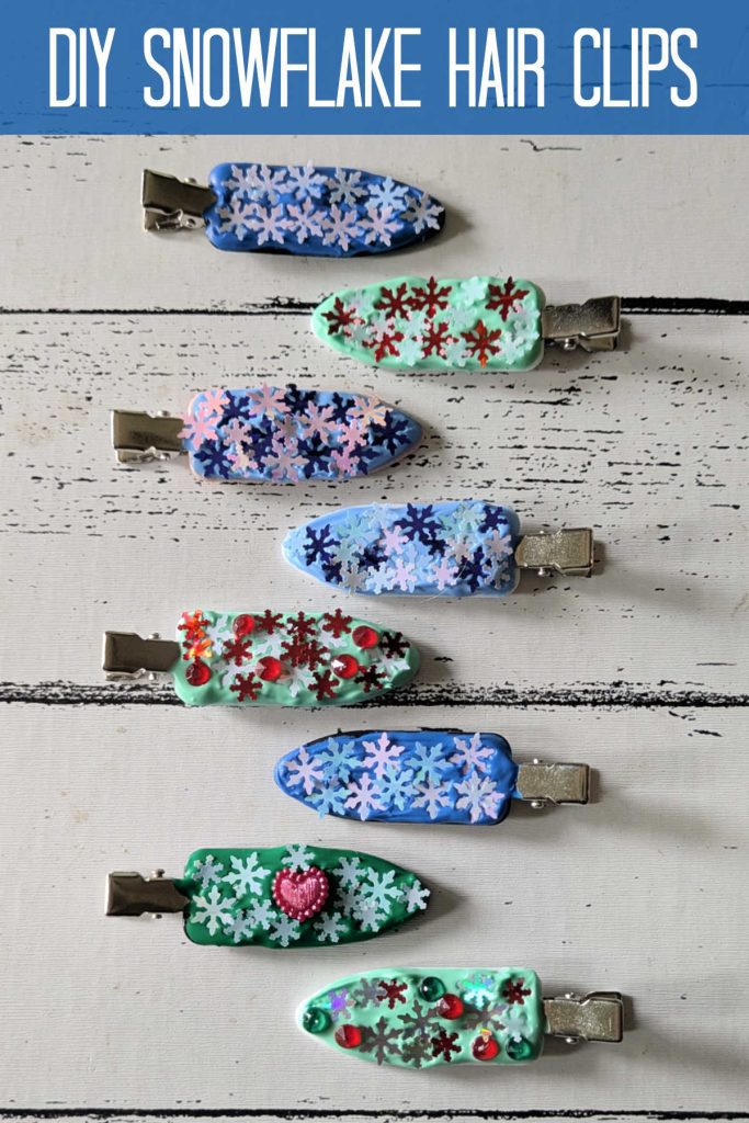 Mini Snowflake Clips Frozen Fun: Create Your Own Cream Glue Snowflake Hair Clips - Mama ...