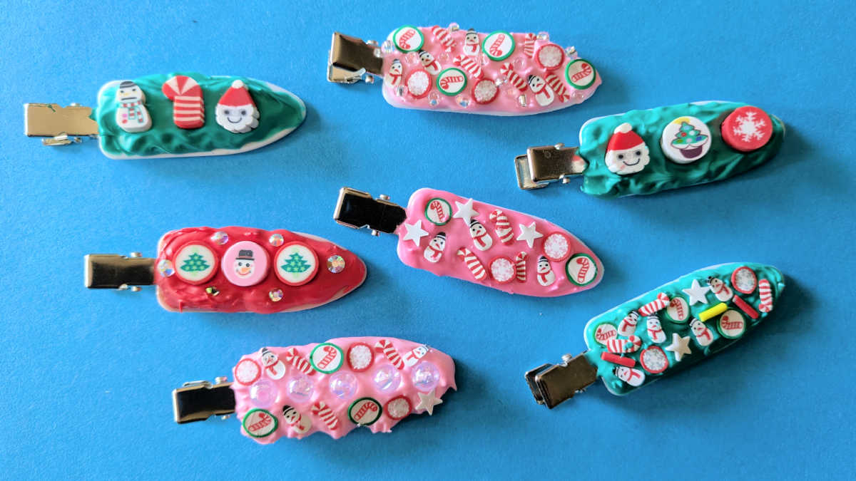 whipped cream glue christmas hair clips craft