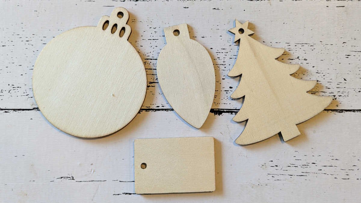 assorted wooden ornament shapes