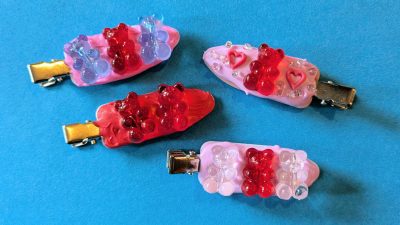 cream glue gummy hair clips craft