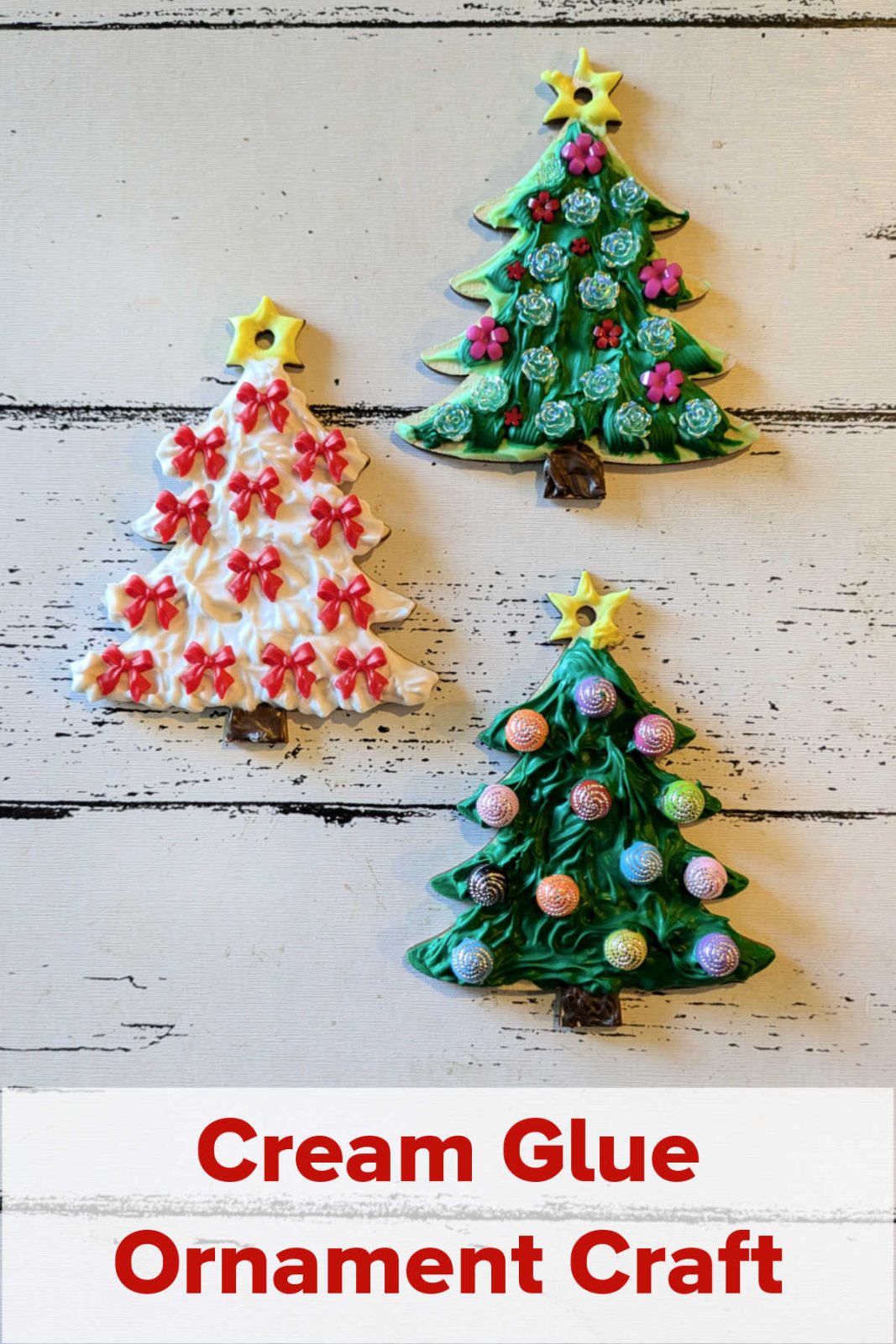 Add a touch of winter magic to your holiday decor with this Whipped Cream Glue Christmas Tree Ornament Craft! This easy and fun DIY project is fun for kids and adults.