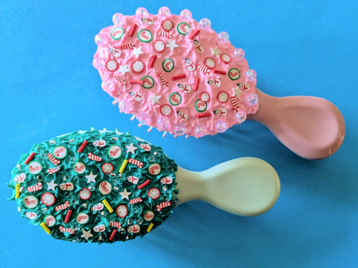 diy christmas hair brush craft