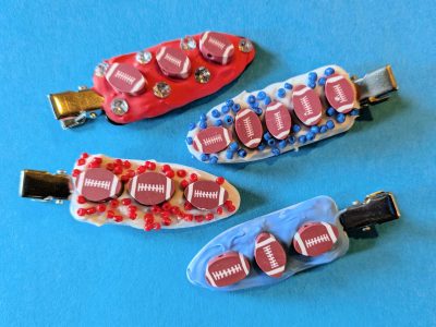 diy football team hair clips