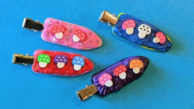 magical mushrooms hair clips craft