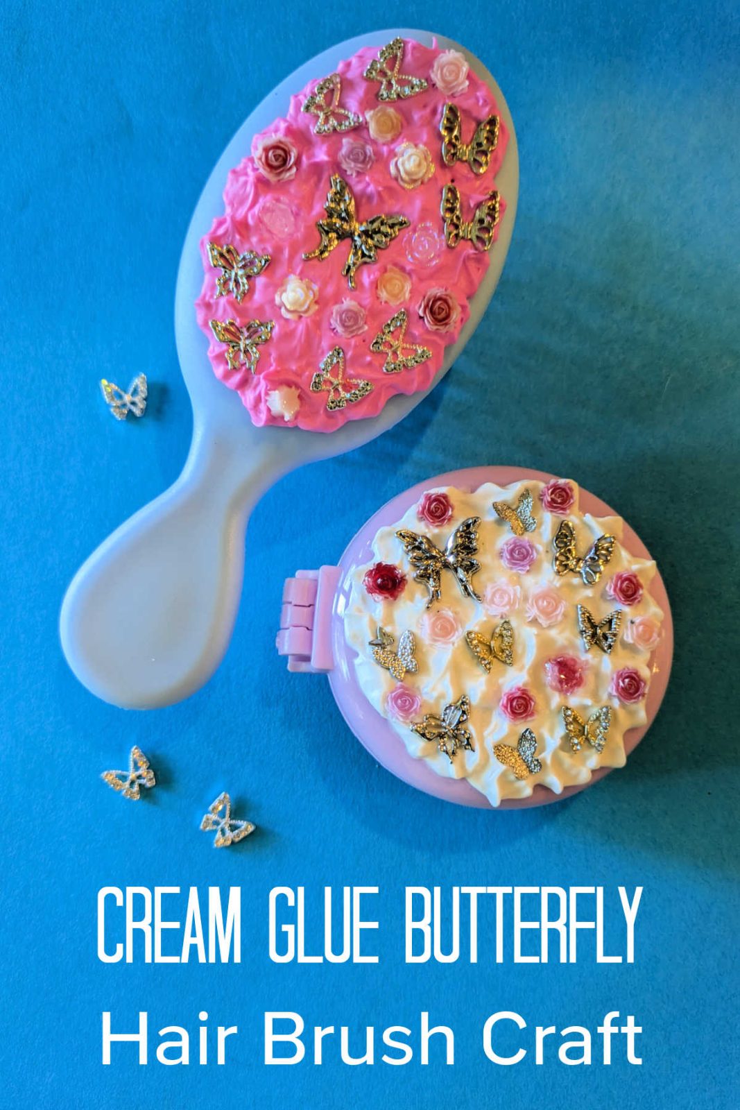 Bring the beauty of the butterfly garden to your everyday routine with this DIY Cream Glue Butterfly Hair Brush! This simple and delightful craft uses whipped cream glue and charming butterfly accents to transform an ordinary hair brush into a unique and eye-catching accessory.