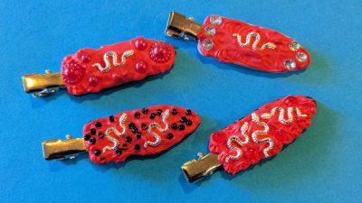 cream glue lny year of the snake hair clips craft