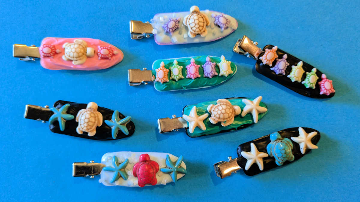 diy sea turtle decoden hair clips