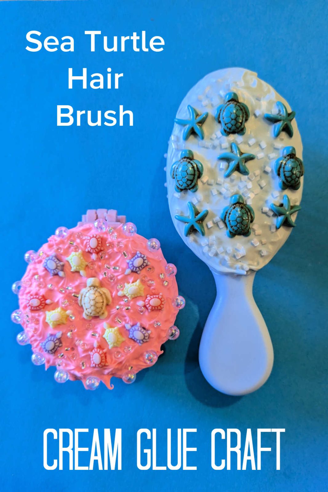 Dive into style with this sea turtle hair brush craft! With whipped cream glue and charming sea turtle embellishments it's easy to DIY a unique and playful brush. This craft is fun for kids and adults who love the ocean.