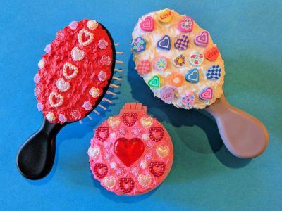 whipped cream glue valentine hair brush craft